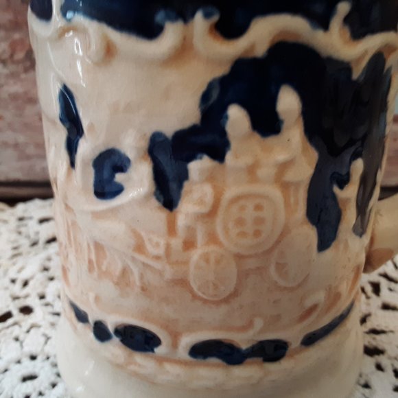 4 Western Scene Steins With Dog Handle - Yamaka - Picture 3 of 6